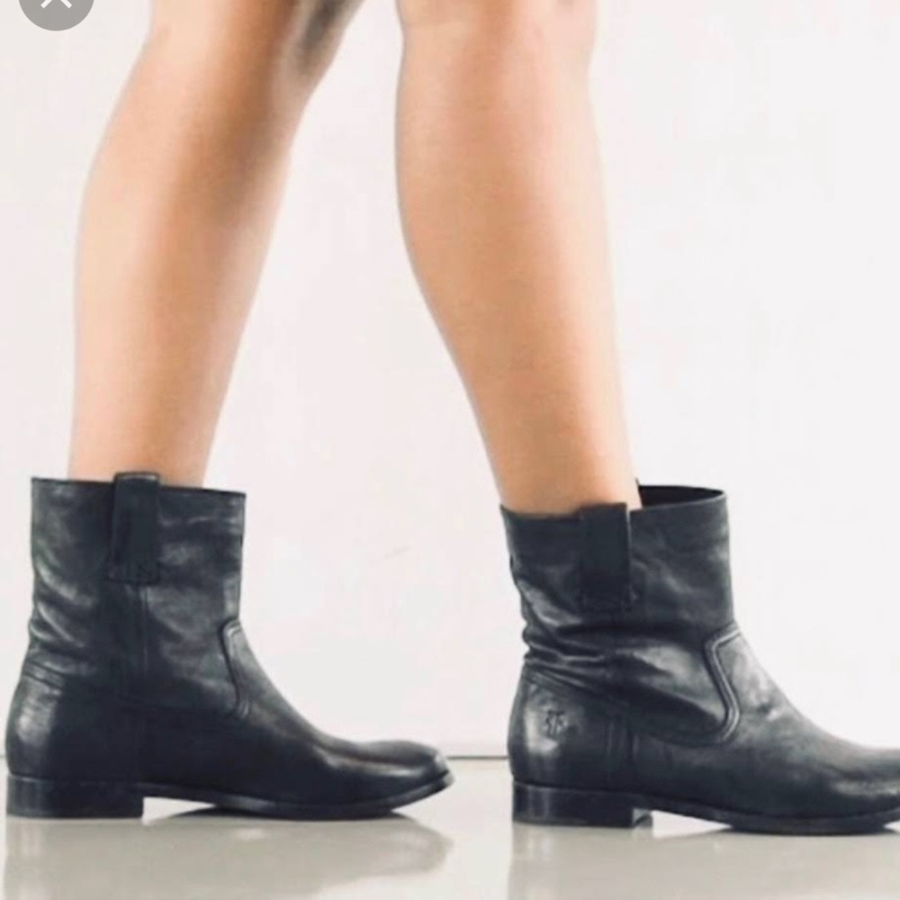 FRYE ANNA Black Leather Ankle Shortie Boot 7.5